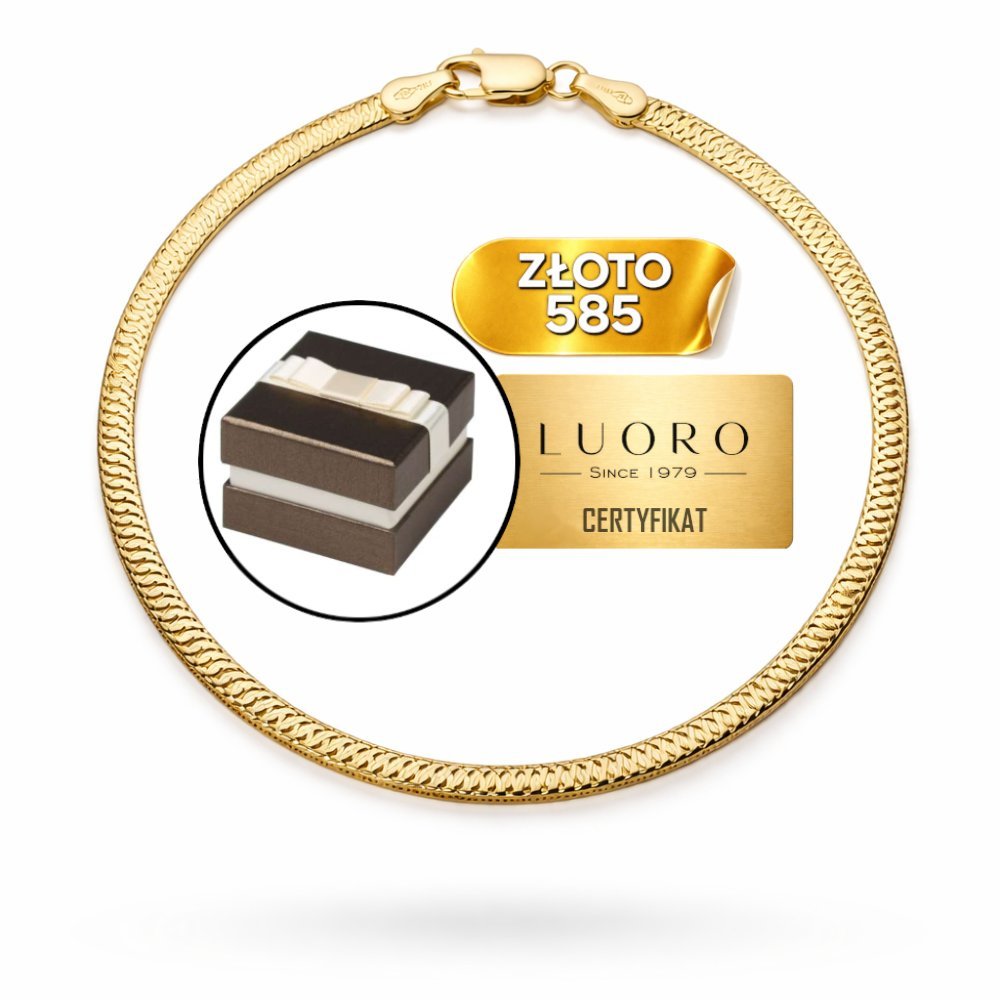 BRANSOLETKA ZŁOTA 585 14K JEDNOSTRONNIE DIAMENTOWANA 18,5 CM ELEGANCKA
