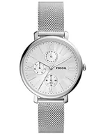 Paski - Fossil Jacqueline Wielofunkcyjny zegarek damski rozmiar obudowy 38 mm, mechanizm wielofunkcyjny, skórzany pasek, Srebrny, Bransoletka - miniaturka - grafika 1