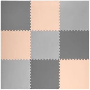 Ricokids Mata piankowa puzzle 180x180cm 9 szt. szaro-brzoskwiniowa 7500 - Maty piankowe - miniaturka - grafika 1