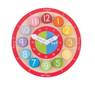 Bigjigs Toys Zegar drewniany do nauki liczenia - Zabawki interaktywne dla dzieci - miniaturka - grafika 1