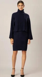 APART KOMPLET DAMSKI GRANATOWY SUKIENKA I SWETER 38 JHF - Komplety bielizny - miniaturka - grafika 1