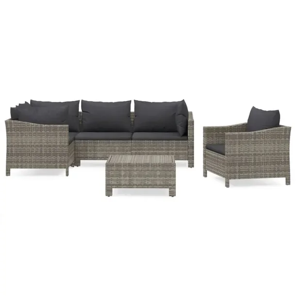 Modny zestaw wypoczynkowy do ogrodu szary, rattan PE, 63 x 63 x 55,5 cm