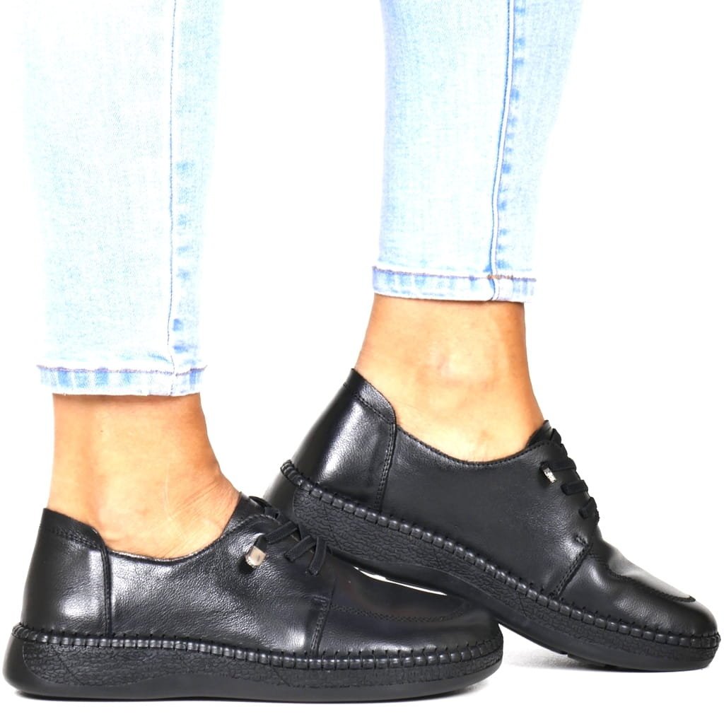 DAMSKIE PÓŁBUTY SKÓRZANE WSUWANE CAMBELL 15301 CZARNE