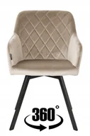 Krzesła - Stylowe krzesło obrotowe tapicerowane welurowe beżowe Panko do biura salonu - miniaturka - grafika 1