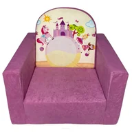 Krzesła obrotowe dla dzieci - KOMFORTOWY FOTELIK ROZKŁADANY DLA DZIECI RÓŻOWY ZAMEK - miniaturka - grafika 1
