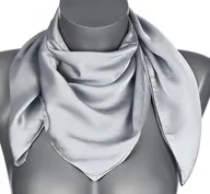Apaszki i szaliki damskie - Chusta damska apaszka SATYNOWA gawroszka wielofunkcyjna szara - miniaturka - grafika 1