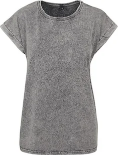 Build Your Brand BY053 Koszulka damska Acid Washed Extended Shoulder Tee - Kolor: Szaro-czarny - Rozmiar: XS - Koszulki i topy damskie - miniaturka - grafika 1