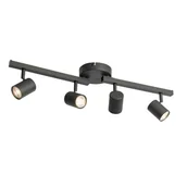 Lampy sufitowe - QAZQA Czarny sufitowy reflektor GU10 50 mm 4-punktowy z podświetleniem - Back Up - miniaturka - grafika 1