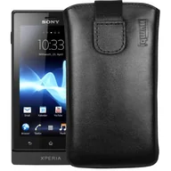 Etui i futerały do telefonów - mumbi Etui na telefon komórkowy z prawdziwej skóry z klapką i paskiem do podciągania do Sony Xperia S białe - miniaturka - grafika 1