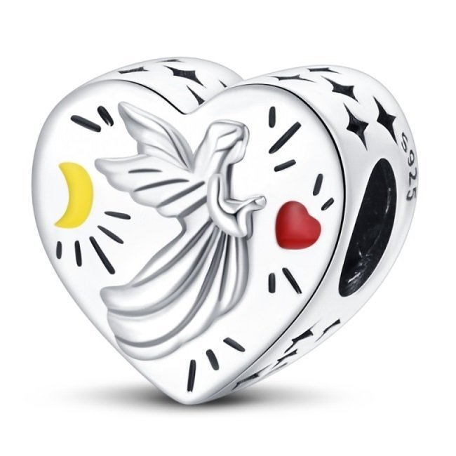 Zawieszka SREBRO 925 Charms koralik Anioł w Sercu