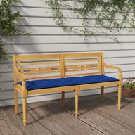 Ławki ogrodowe - vidaXL Ławka Batavia z niebieska poduszką, 150 cm, lite drewno tekowe - miniaturka - grafika 1