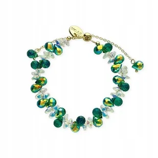 Bransoletka Pozłacana Z Kryształów I Szkła Dwubarwna Zieleń W Pudełku - Bransoletki - miniaturka - grafika 1