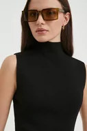 Koszulki sportowe damskie - Sisley top damski kolor czarny z półgolfem - miniaturka - grafika 1