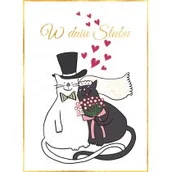 Kartki okolicznościowe i zaproszenia - Karnet B6 Ślub koty z sercami Nowa - miniaturka - grafika 1