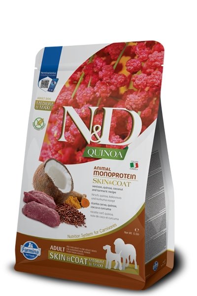 FARMINA N&D QUINOA DOG SKIN&COAT VENISON&COCONUT ADULT MEDIUM&MAXI 7kg
