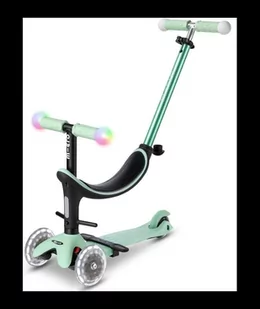 Micro - Trójkołowa hulajnoga ze świecącą kierownicą i kołami Mini2Grow Magic LED - Miętowa - Hulajnogi - miniaturka - grafika 1