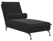 Szezlongi - Czarna aksamitna leżanka na chromowanych nóżkach T9-M76 - miniaturka - grafika 1