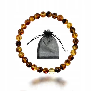 Bransoletka z Naturalnych BURSZTYNÓW Bałtyckich 5,5mm na gumce dł 18cm - Bransoletki - miniaturka - grafika 1