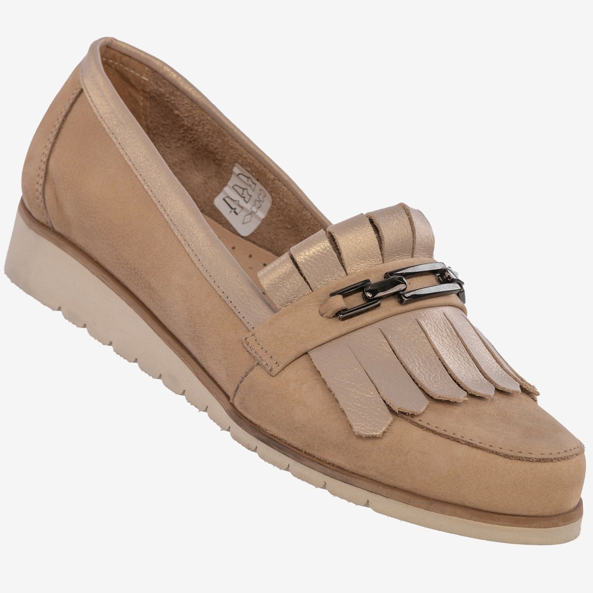 Mokasyny Damskie Buty Ze Skóry Naturalnej Beżowe Korda 1902 Beżowy 36