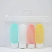 Pozostałe akcesoria kosmetyczne - TEMU 4/5 szt. Silikonowy i Plastikowy Zestaw Podróżny z Wygodną Torbą, 2,03 oz – Wielokrotnego Napełniania, Nieprzeciekające, Bezzapachowe Pojemniki - miniaturka - grafika 1