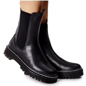 Botki damskie - S.Barski Damskie Wysokie Botki Sztyblety Czarne Nemoreva - miniaturka - grafika 1