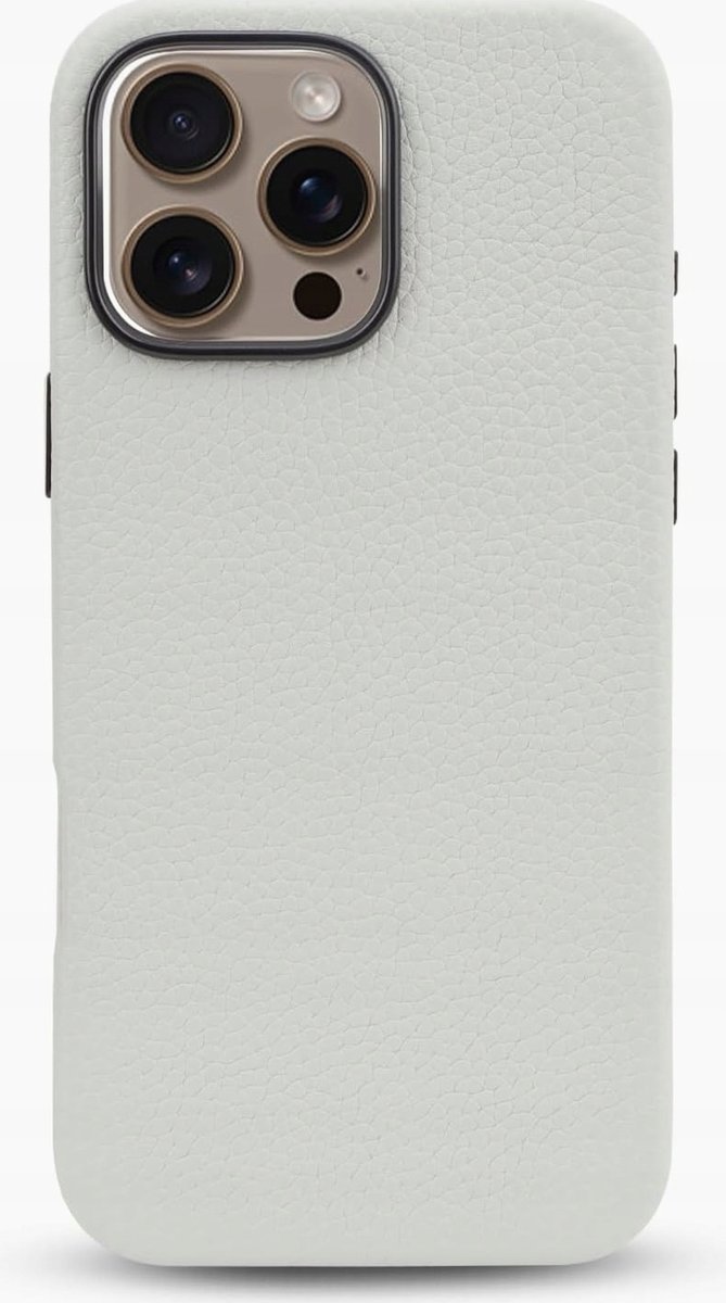 WALLFID Skórzane etui kompatybilne z iPhone 16 Pro Apple Mag-safe,Prawdziwa Skóra (Biały kamyk)