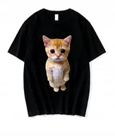 Koszulki męskie - KOSZULKA Z NADRUKIEM MĘSKA ŚMIESZNA T-SHIRT KOT KOTEK MEM r. L - miniaturka - grafika 1