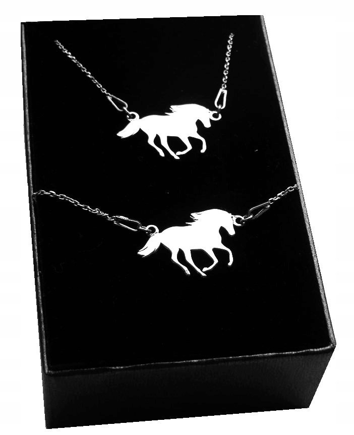 Srebrny komplet konik koniki konie celebrytka 925