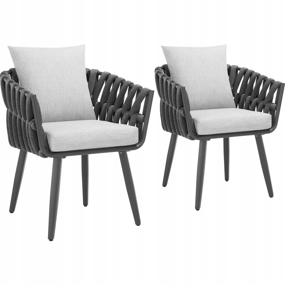 Zestaw 2 krzeseł Lugano w stylu Rope z aluminiową ramą