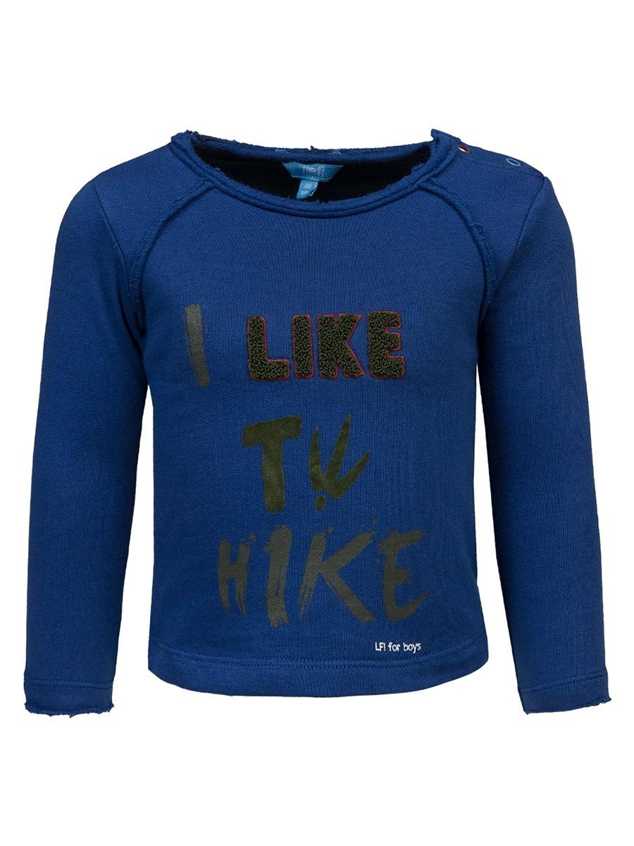 Chłopięca bluzka z długim rękawem niebieska z nadrukiem Lief r.104