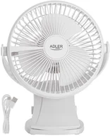 Wentylatory - Adler Rechargeable Clip-on Desk Fan AD 7342 Table Fan Baltas Diameter 15.5 cm Greičių skaičius 3 Oscillation 5 W - miniaturka - grafika 1