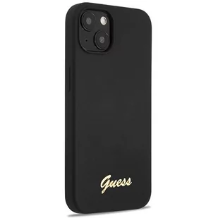 Guess GUHCP13MLSLMGBK iPhone 13 6,1" black/czarny hardcase Silicone Script Gold Logo - Etui i futerały do telefonów - miniaturka - grafika 2