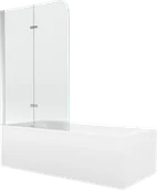 Wanny - Mexen Cubik wanna prostokątna 160 x 70 cm z obudową i parawanem 2-skrzydłowym 80 cm, transparent, chrom - 550316070X9008020100 - miniaturka - grafika 1