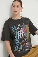 Koszulki sportowe damskie - Vans t-shirt bawełniany damski kolor szary - miniaturka - grafika 1