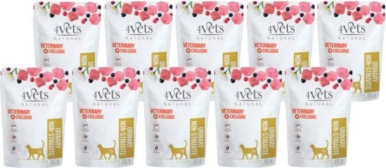 Mokra karma weterynaryjna dla kota ze schorzeniami dróg moczowych 4Vets Natural Urinary Non-struvite zestaw 10 x 85 g