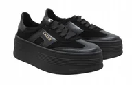 Półbuty damskie - Czarne półbuty sneakersy Carinii B9992 damskie platforma skóra r.39 - miniaturka - grafika 1