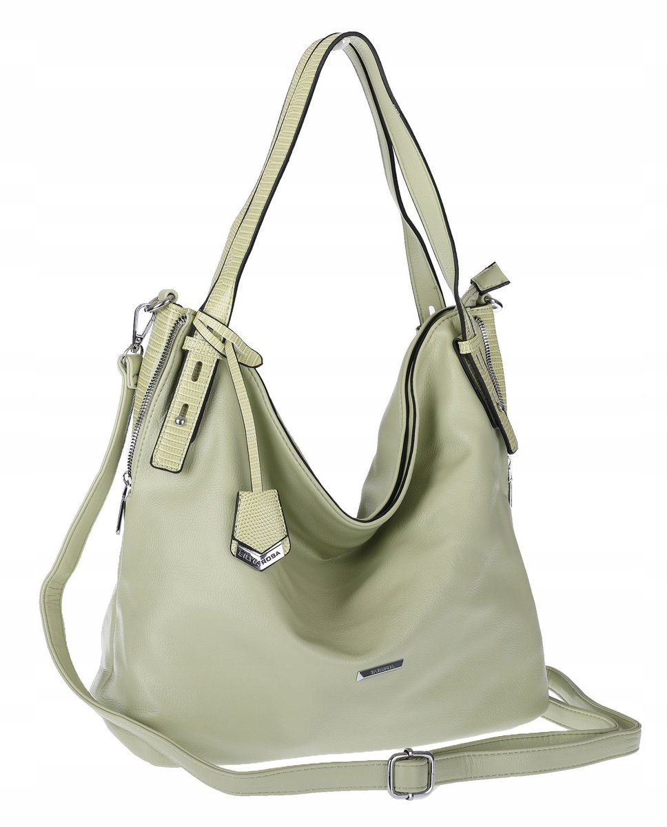 Torebka Damska Listonoszka Worek Shopper Torba na Ramię SR56 zielona