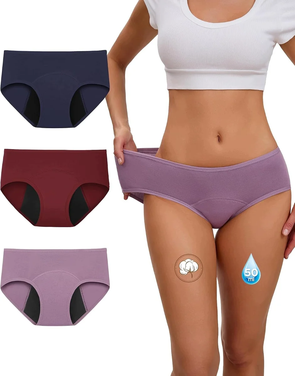 Majtki menstruacyjne bawełniane 3 sztuki rozmiar S szczelne