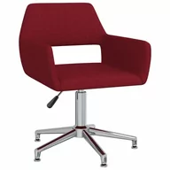 Krzesła - vidaXL Obrotowe krzesło stołowe winna czerwień obite tkaniną 3089599 - miniaturka - grafika 1