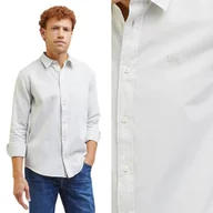 Koszule męskie - Lee PATCH SHIRT Bright White BIAŁA LNINANA KOSZULA REGULAR FIT XL - miniaturka - grafika 1