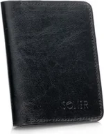 Portfele - Solier Cienki skórzany męski portfel z bilonówką SOLIER SLIM CZARNY - miniaturka - grafika 1