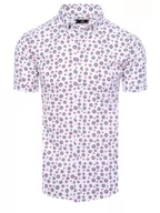 Koszule męskie - Koszula męska z krótkim rękawem biała Dstreet KX1021-M - miniaturka - grafika 1