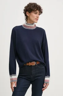 Tommy Hilfiger sweter wełniany damski kolor granatowy z półgolfem WW0WW43239 - Swetry damskie - miniaturka - grafika 1