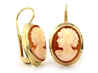 Kolczyki - Kolczyki złote 585 duża kamea na angielskim zapięciu 3.50g - miniaturka - grafika 1