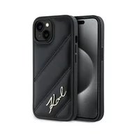 Etui i futerały do telefonów - Karl Lagerfeld Diagonal Quilted Script - Etui iPhone 13 (czarny) - miniaturka - grafika 1