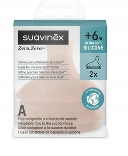 Suavinex smoczek do butelki ZERO ZERO przepływ adaptacyjny A 2szt medium - Smoczki do butelek - miniaturka - grafika 1