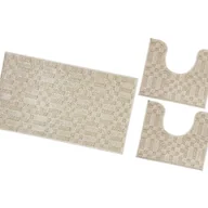 Dywaniki łazienkowe - Dywanik łazienkowy 3D Miękki Chłonny Antypoślizgowy Zmywalny Dywanik Nocny Zestaw 3-Częściowy Beżowy - miniaturka - grafika 1