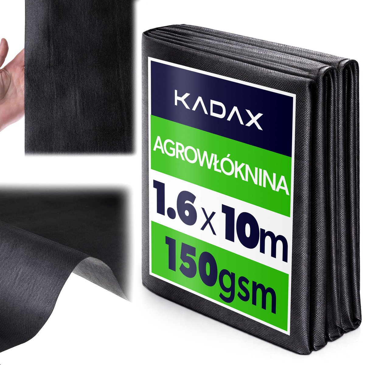 KADAX Agrowłóknina ogrodowa ściółkująca 1.6 x 10 m 150 g/m² czarna