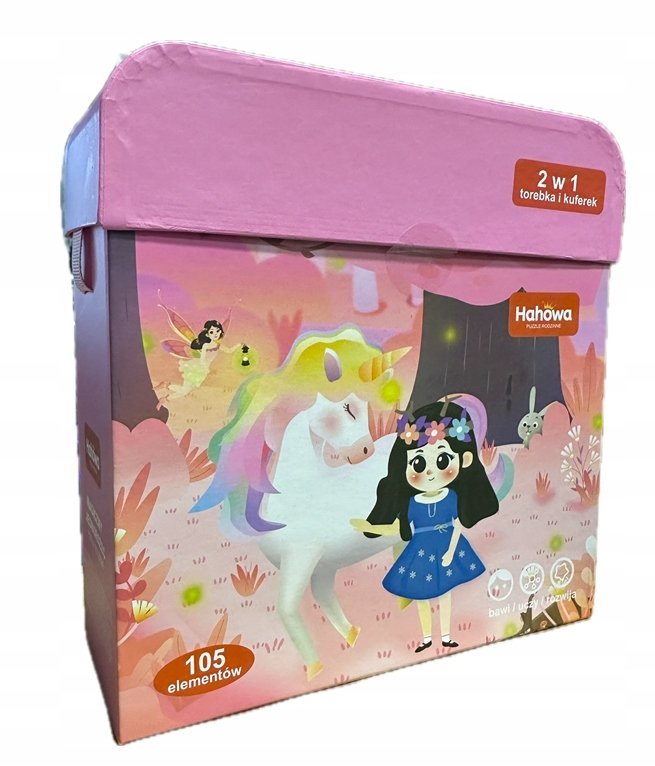 Hahowa Magiczny Jednorożec Puzzle 105el + torebka i kuferek w jednym