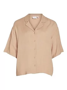 Vila Koszula damska z krótkim rękawem, sesame, 40 - Koszule damskie - miniaturka - grafika 1